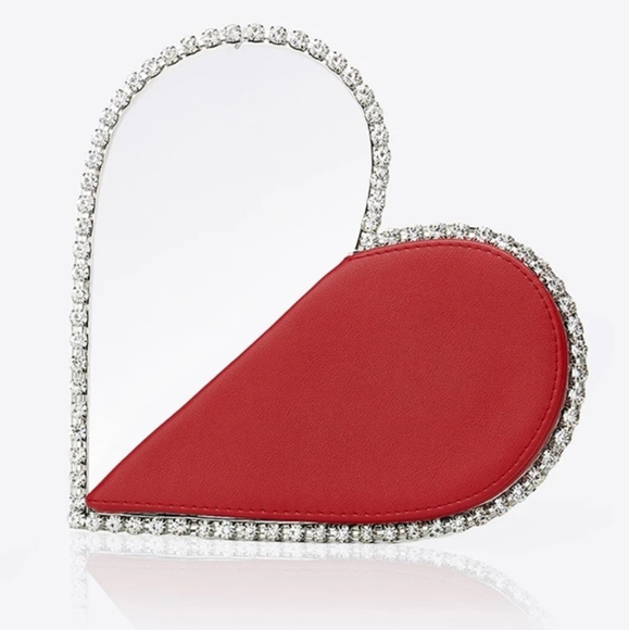 Handbags - Diamond Red Leather Heart Evening Clutch